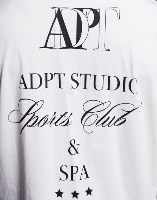 ADPT oversized t-shirt with backprint in off white, 3 of 4