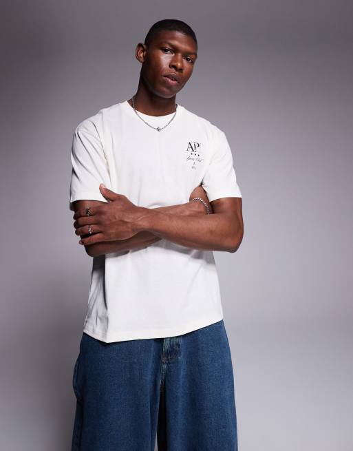 ADPT oversized t-shirt with backprint in off white, 4 of 4