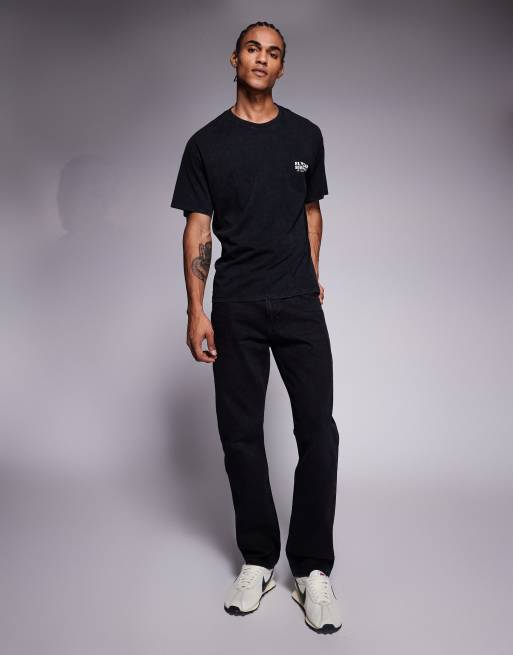 ADPT oversized t-shirt with botanical graphic in washed black, 2 of 5