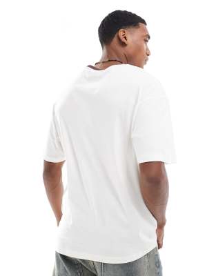 Adpt Oversized T-shirt With Brown Soccer-inspired Print In White