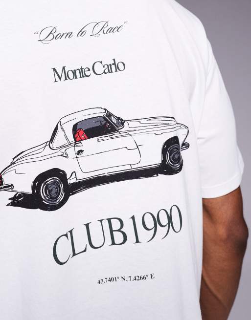 ADPT oversized t-shirt with car club backprint in white