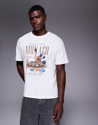ADPT ADPT oversized t-shirt with casino print in white