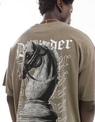 Adpt Oversized T-shirt With Chess Back Print In Brown