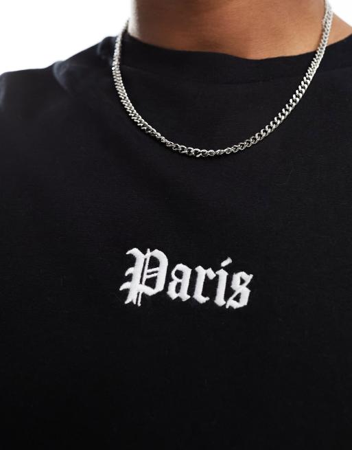 ADPT oversized T-shirt with city chest embroidery in black, 2 of 4