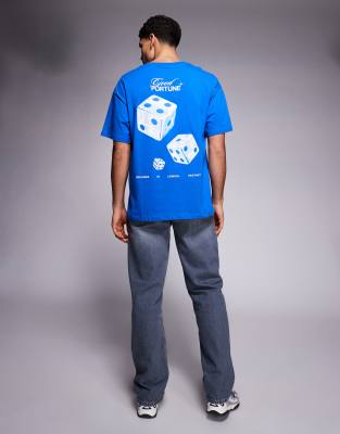 Adpt Oversized T-shirt With Dice Back Print In Blue