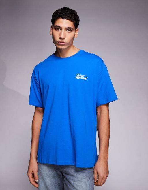 ADPT oversized t-shirt with dice back print in blue, 3 of 5