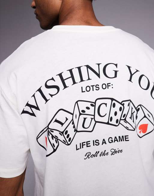 ADPT oversized t-shirt with dice backprint in cream, 5 of 5