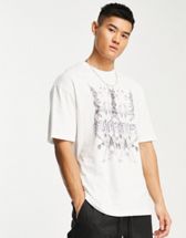 ASOS DESIGN oversized T-shirt in black with front & back band print