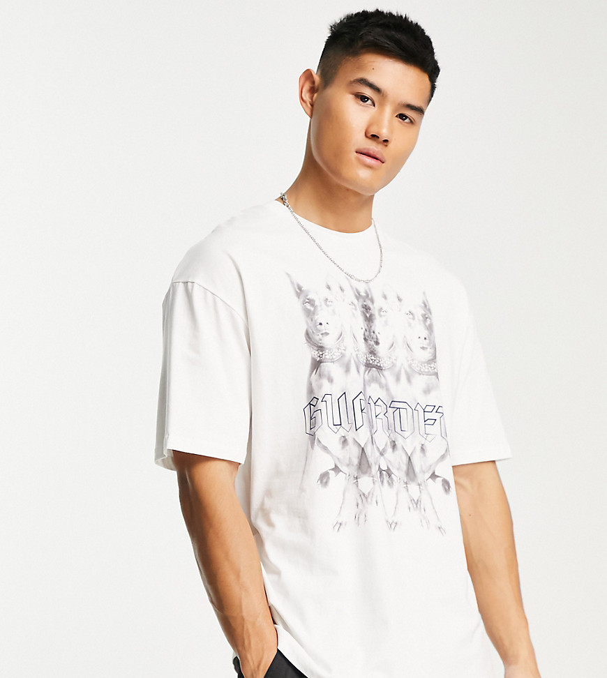 ADPT oversized t-shirt with dogs back print in white