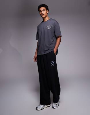 Adpt Oversized T-shirt With Equestrian Deck Back Print In Gray