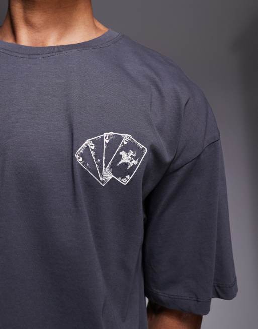 ADPT oversized T-shirt with equestrian deck back print in gray, 5 of 5