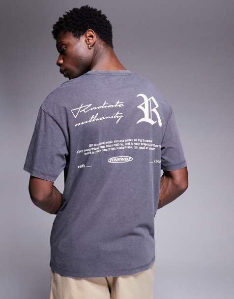 ADPT oversized T-shirt with gothic text backprint in dark gray - view 1
