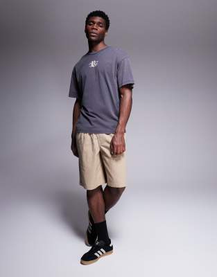 Adpt Oversized T-shirt With Gothic Text Backprint In Gray