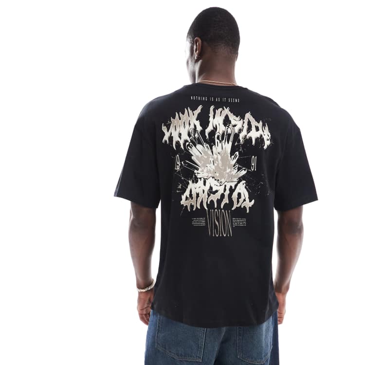 ADPT oversized t-shirt with gothic text in black | ASOS
