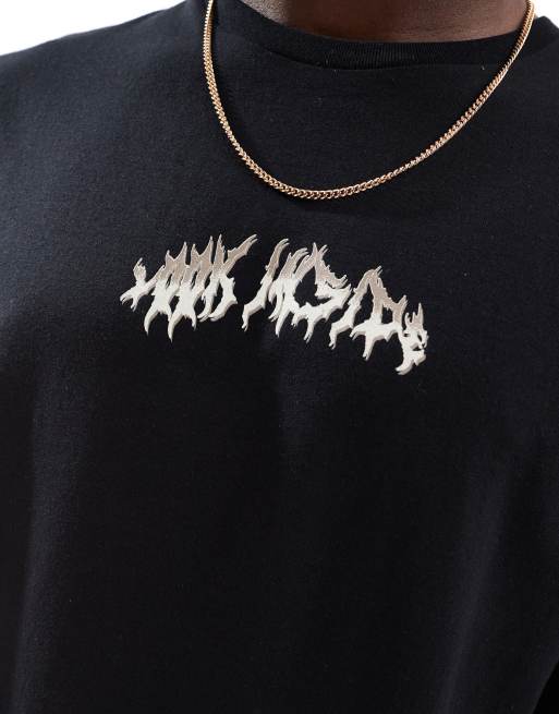 ADPT oversized t-shirt with gothic text in black | ASOS