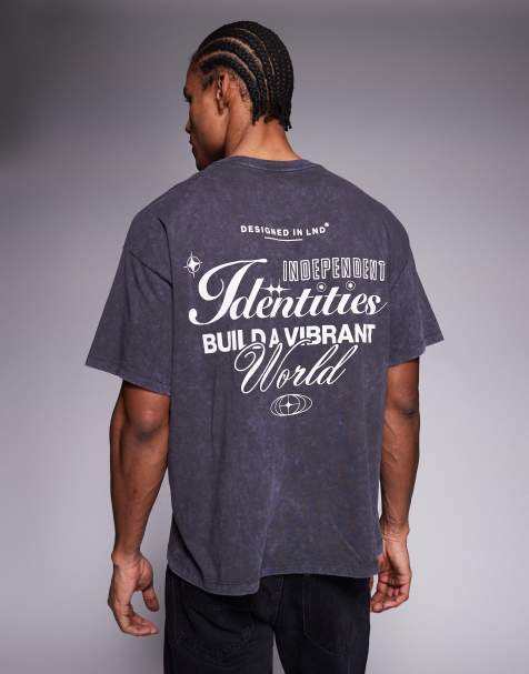 ADPT oversized t-shirt with identities back print in washed black