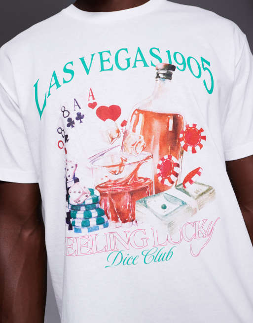 ADPT oversized t-shirt with las vegas back print in white ASOS