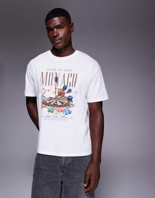 ADPT oversized t-shirt with Monaco back print in white