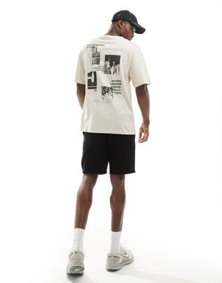 oversized t-shirt with placement backprint in cream-White
