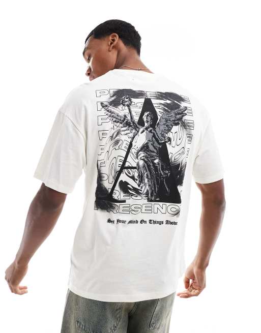 ADPT oversized t-shirt with presence back print in cream