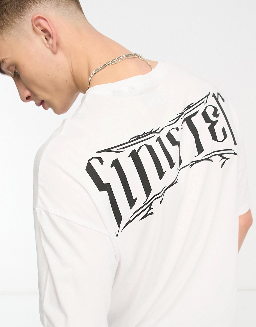 ADPT oversized T-shirt with sinister print in white