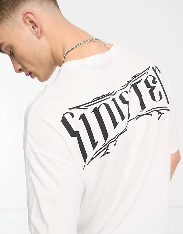 ADPT - oversized t-shirt with sinister print in white