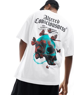 Adpt Oversized T-shirt With Skull Back Print In White