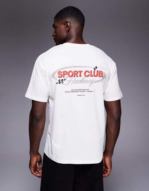 ADPT oversized t-shirt with sports club print in cream - view 1