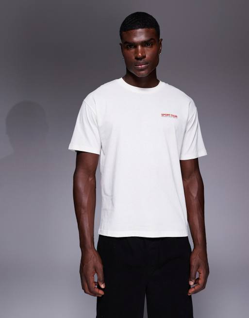 ADPT oversized t-shirt with sports club print in cream