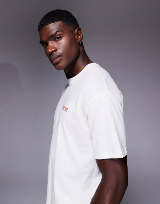 ADPT oversized t-shirt with sports club print in cream