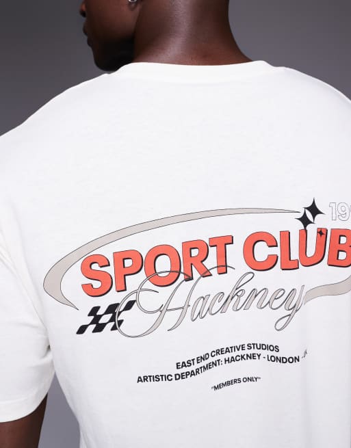 ADPT oversized t-shirt with sports club print in cream