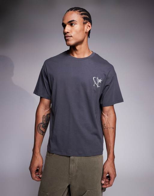 ADPT oversized t-shirt with star back print in washed black, 3 of 5