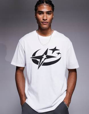 ADPT oversized T-shirt with star front graphic in white - view 1