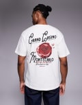 [ADPT] ADPT oversized t-shirt with wax seal back print in cream-White S Egret