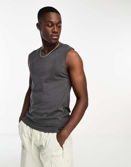 ADPT oversized tank top in washed gray