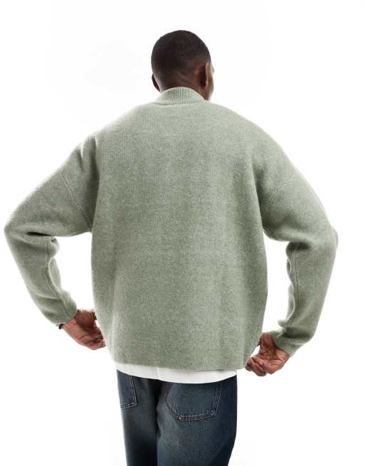 ADPT - Oversized trui met ronde hals in groen, 2 van 4
