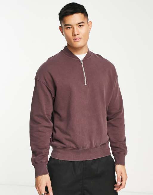 ADPT oversized washed baseball sweat in burgandy | ASOS