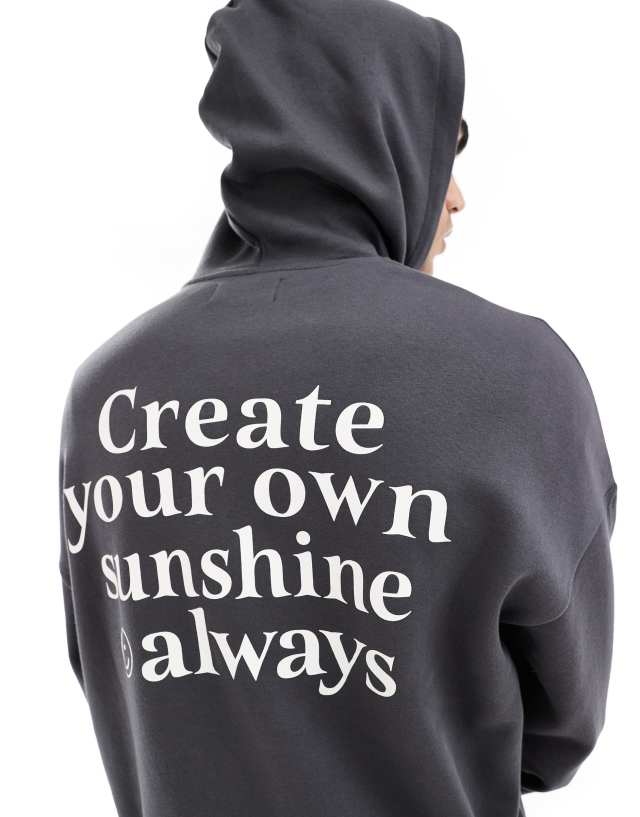 ADPT - oversized washed nice to be nice backprint hoodie in dark grey