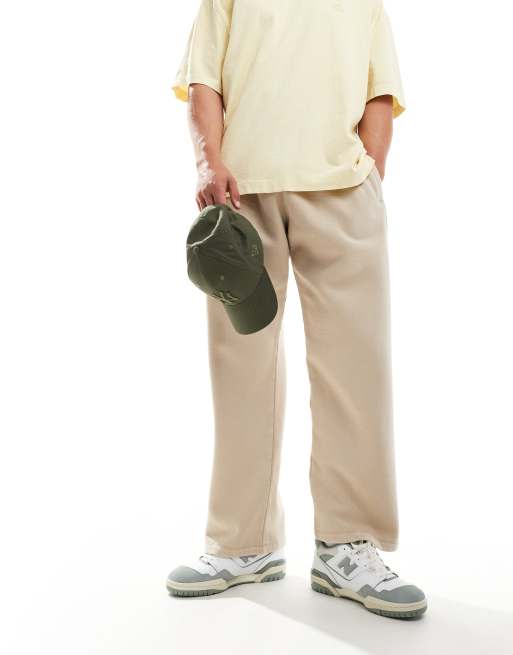 ADPT oversized wide fit trackies in washed beige 