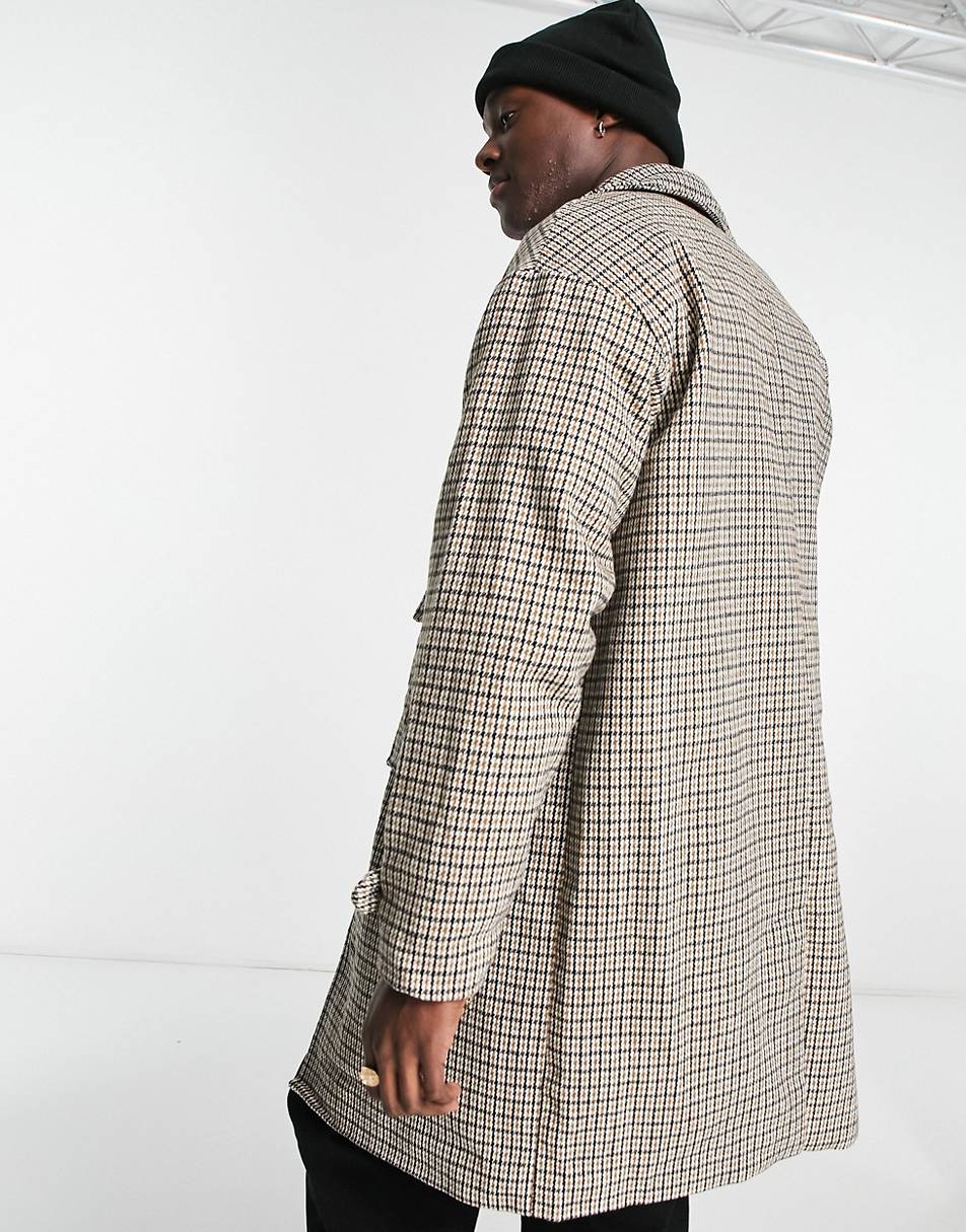 ADPT oversized wool mix overcoat with pockets in brown check | research ...