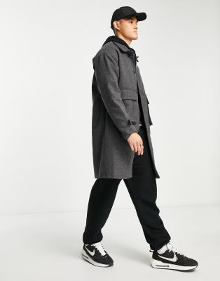 ADPT ADPT oversized wool mix overcoat with pockets in dark grey