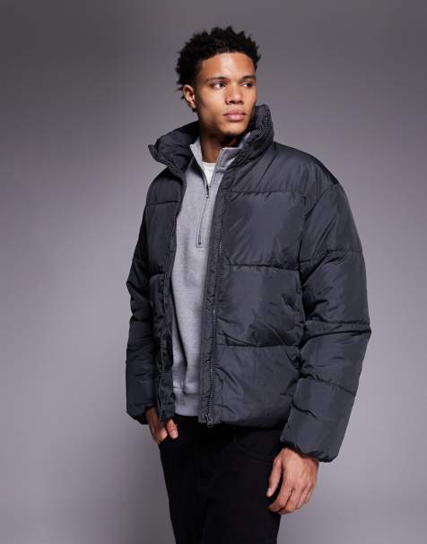 ADPT padded puffer jacket in dark grey - view 1