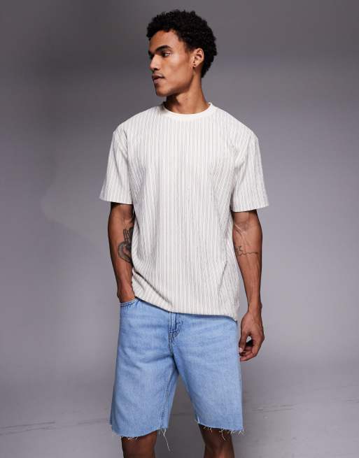 ADPT - Pantaloncini di jeans larghi taglio vivo azzurri, 2 di 5