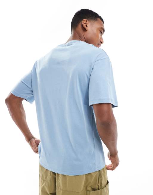 ADPT – Pastelowoniebieski T-shirt oversize z nadrukiem na piersi, 2 z 4