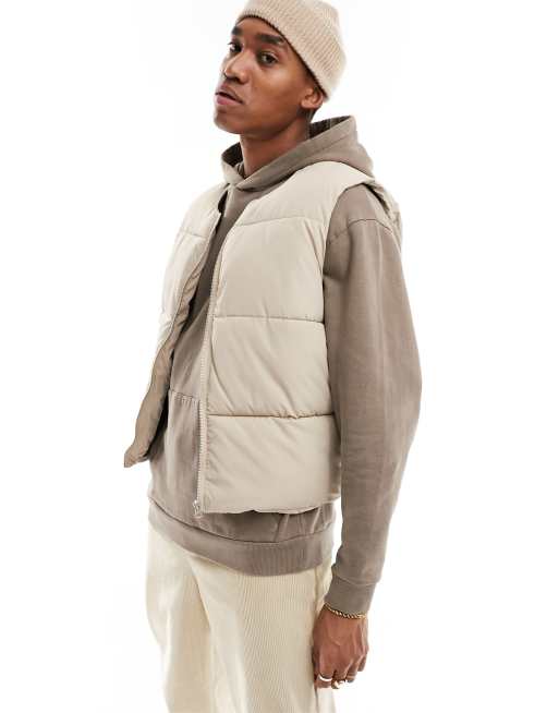 ADPT - Piumino a gilet corto oversize beige