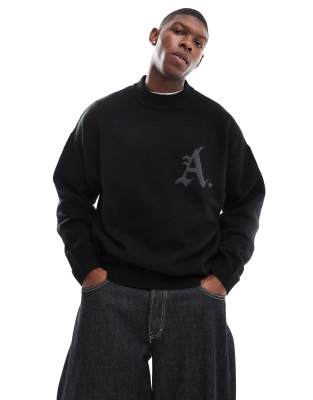 ADPT - Pull ras de cou oversize en maille - Noir