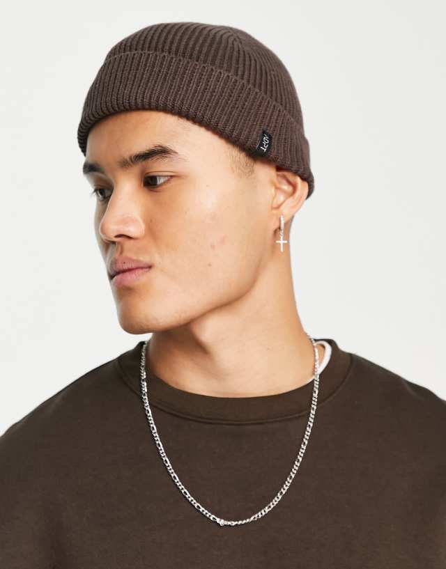 ADPT ribbed fisherman beanie in chocolate