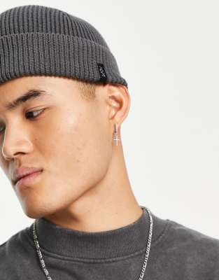 ADPT ADPT ribbed fisherman beanie in dark grey