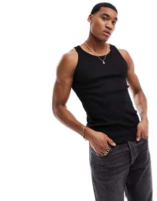 Adpt Ribbed Tank Top In Black