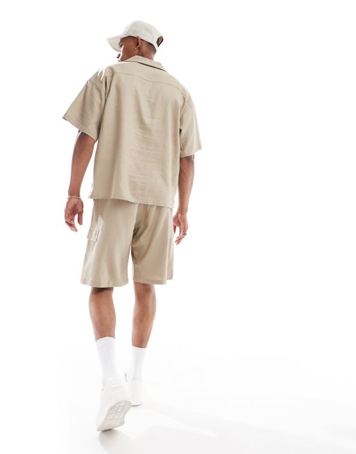 ADPT - Short cargo en lin mélangé - Beige, 5 de 5